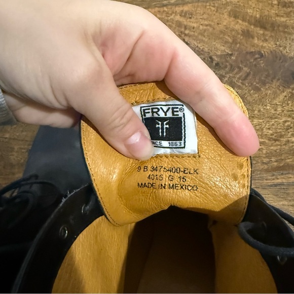 Frye Leather Lace Up Heeled Block Ankle Boots - Picture 9 of 11